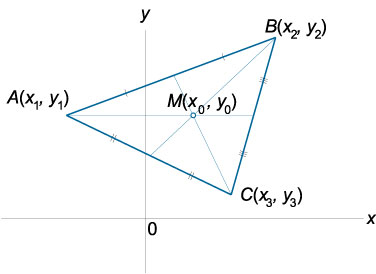 центроид однородного треугольника